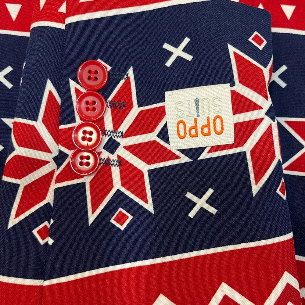 Oppo Suit blazer Christmas print Men’s Size US 38 - Picture 6 of 6